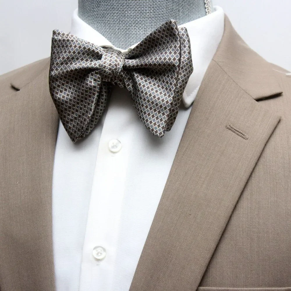 Men's Self‎ tied Bow Tie Big Butterfly Bow tie SR597 Small Ornament Brown Blue